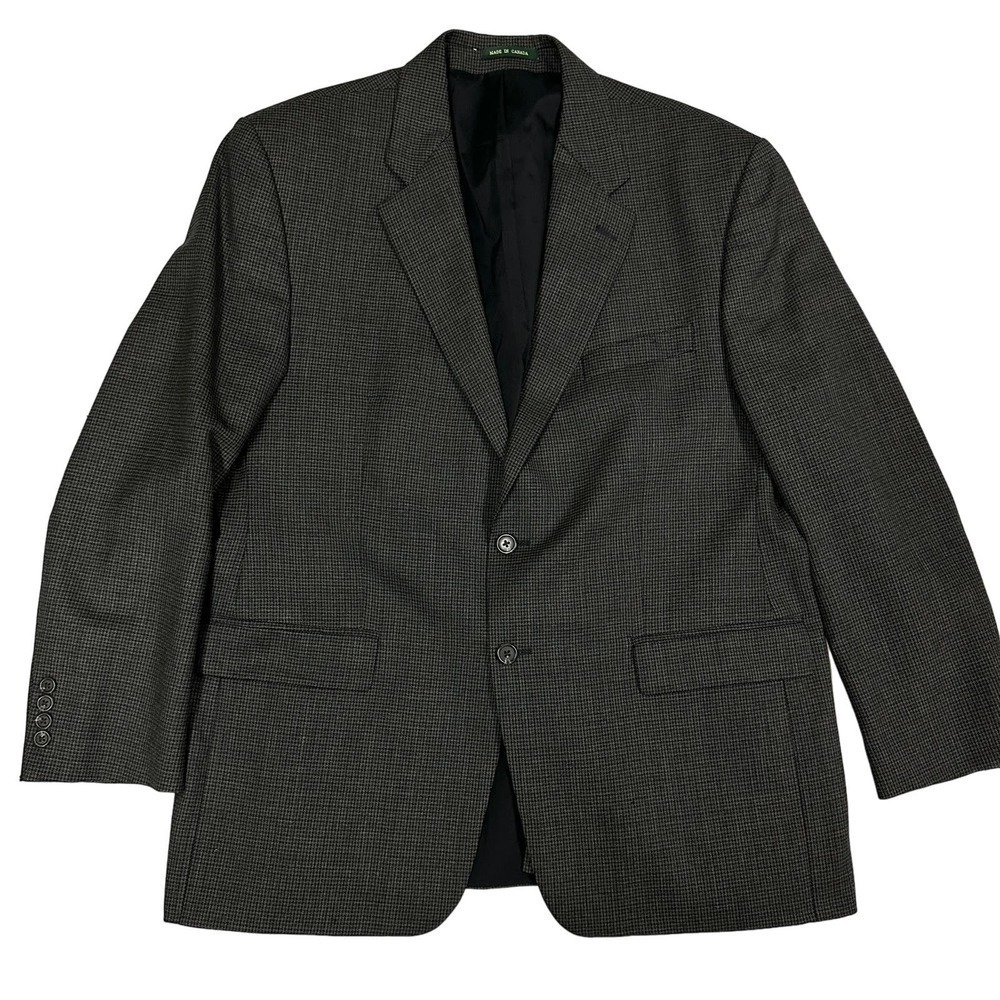 VTG Ralph Lauren Pure New Wool Sports Coat 44R Canada Blue Grey Herringbone